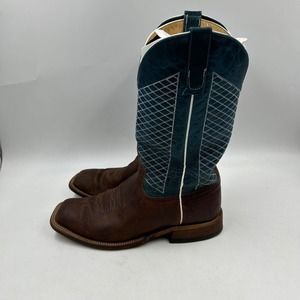 Anderson bean mens 12D mike tyson brown bison blue lava uppers square soft boots